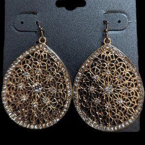 New Filigree Teardrop Earrings with Crystal Accents